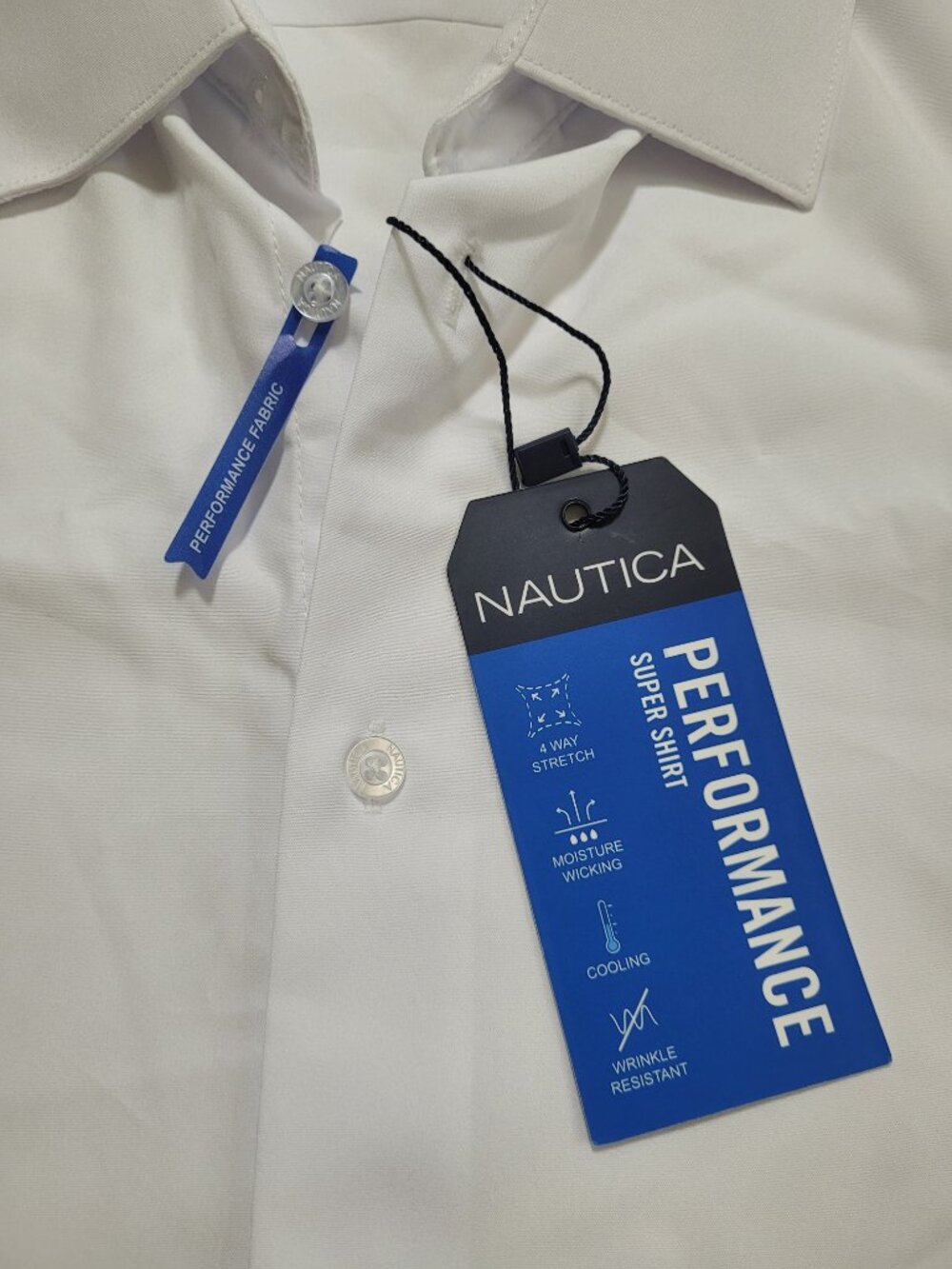 Nautica Mens Performance Dress Shirt Slim Fit Stretch White Button Down XL NEW - Picture 4 of 9